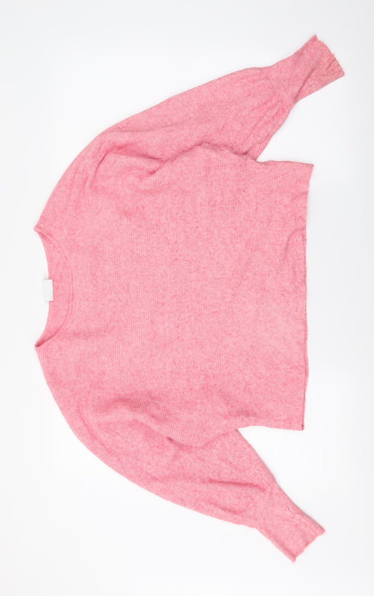 VILA Womens Pink Boat Neck  Viscose Pullover Jumper Size M