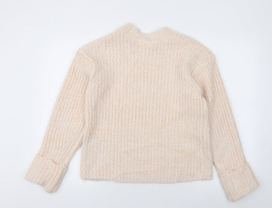 H&M Womens Ivory High Neck  Polyester Pullover Jumper Size XS   - `