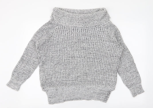 New Look Womens Grey Roll Neck  Acrylic Pullover Jumper Size 8
