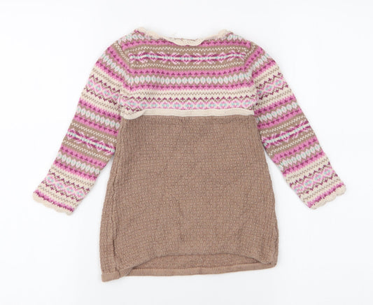 Jillian's Closet  Girls Multicoloured Fair Isle 100% Cotton A-Line  Size 24 Months  Round Neck Pullover