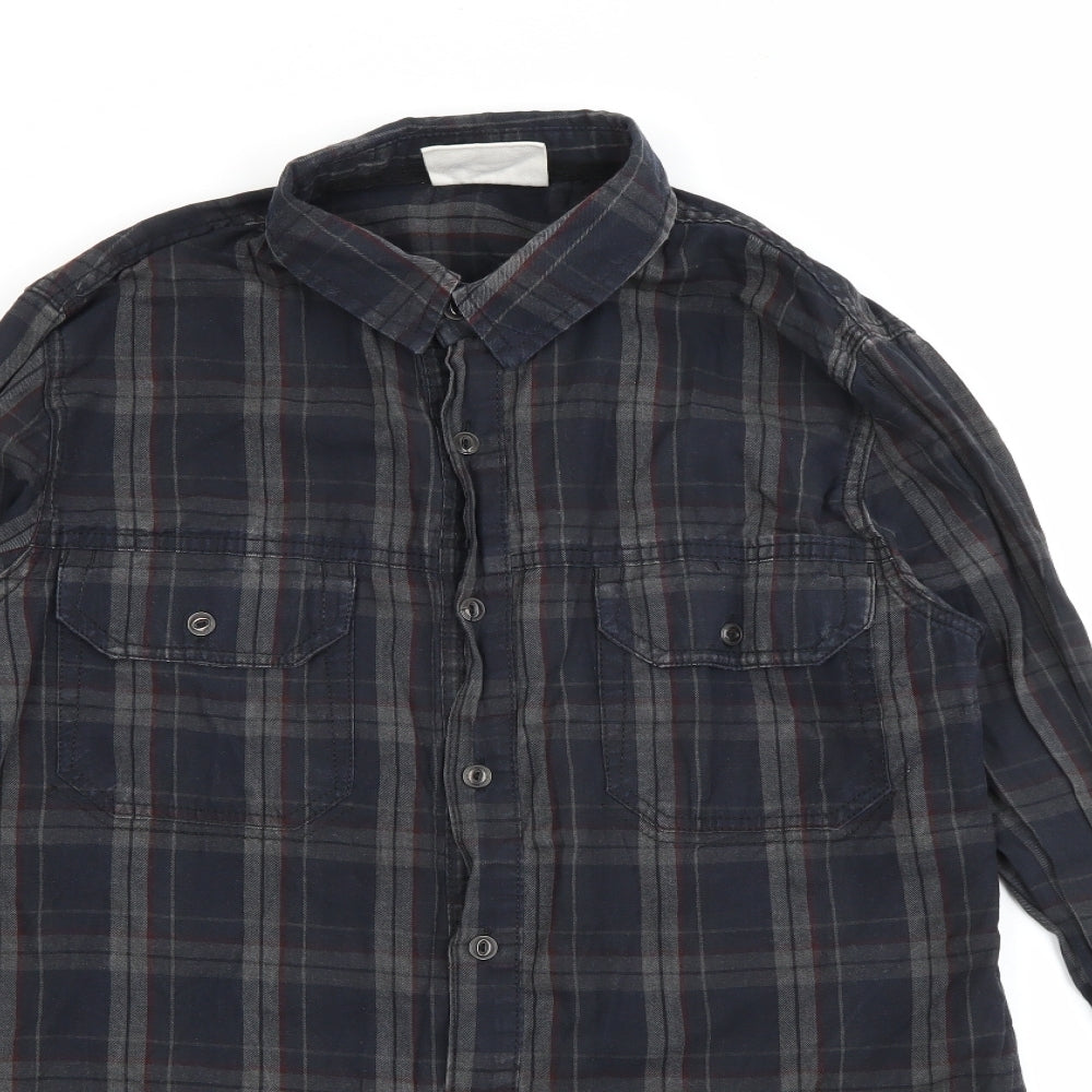 Tortured Genius  Mens Green Plaid Cotton  Button-Up Size S Collared Button
