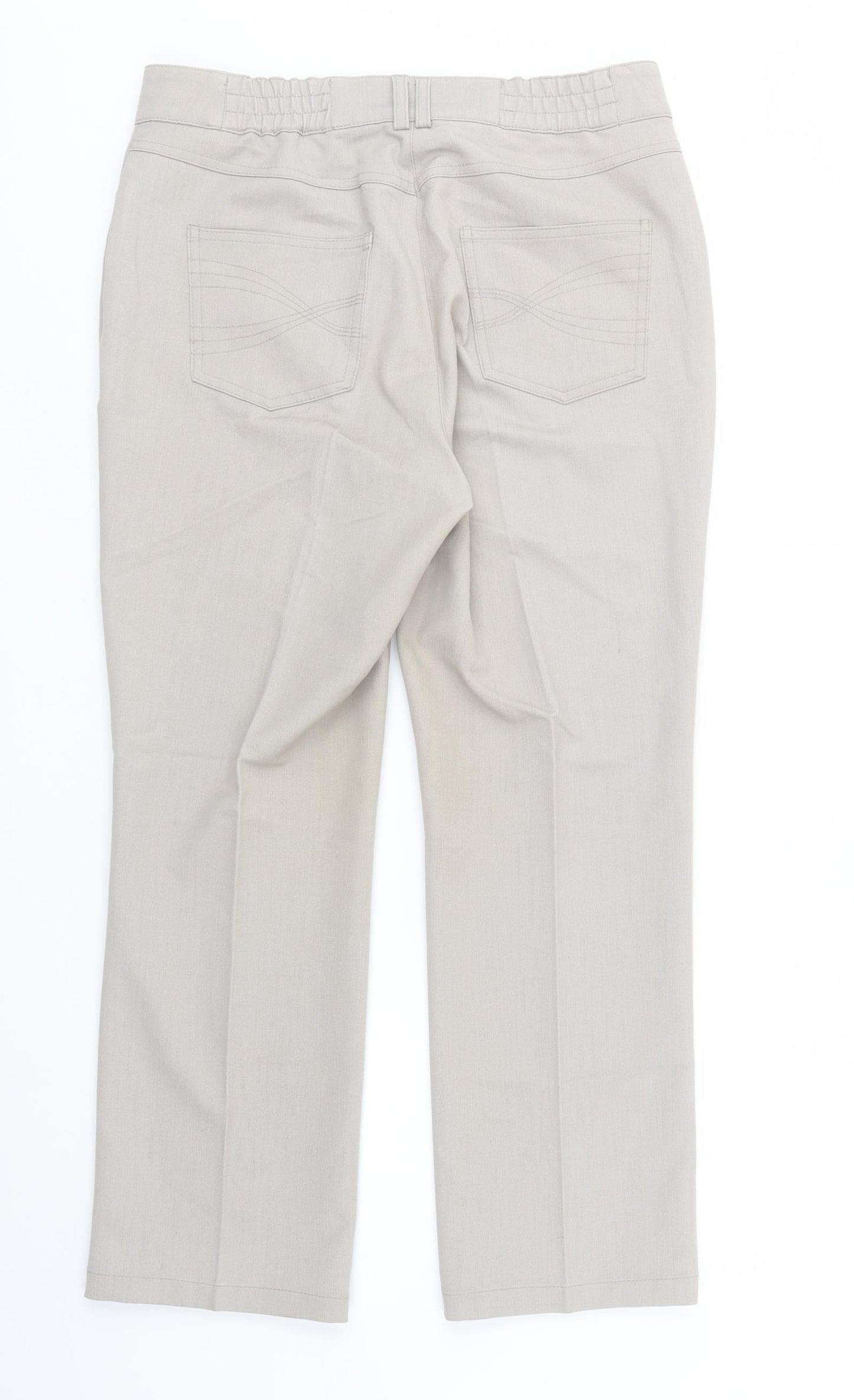 Marks and Spencer Womens Beige  Viscose Dress Pants Trousers Size 10 L27 in Regular Button