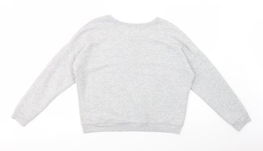 New Look Womens Grey Striped Polyacrylate Fibre Pullover Sweatshirt Size 14  Pullover