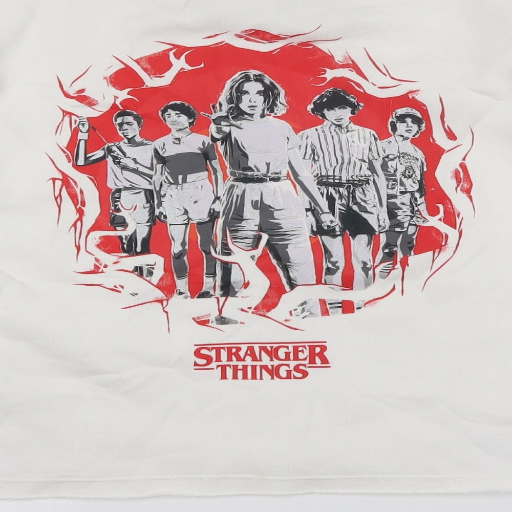 Stranger Things Womens Ivory  Cotton Pullover Sweatshirt Size S   - Cropped