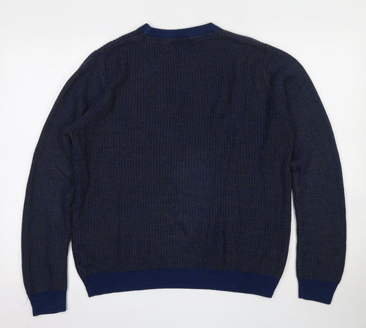 Marks and Spencer Mens Blue Round Neck  Acrylic Pullover Jumper Size S