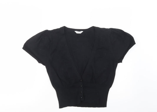 Editions Womens Black V-Neck  Cotton Cardigan Jumper Size 14