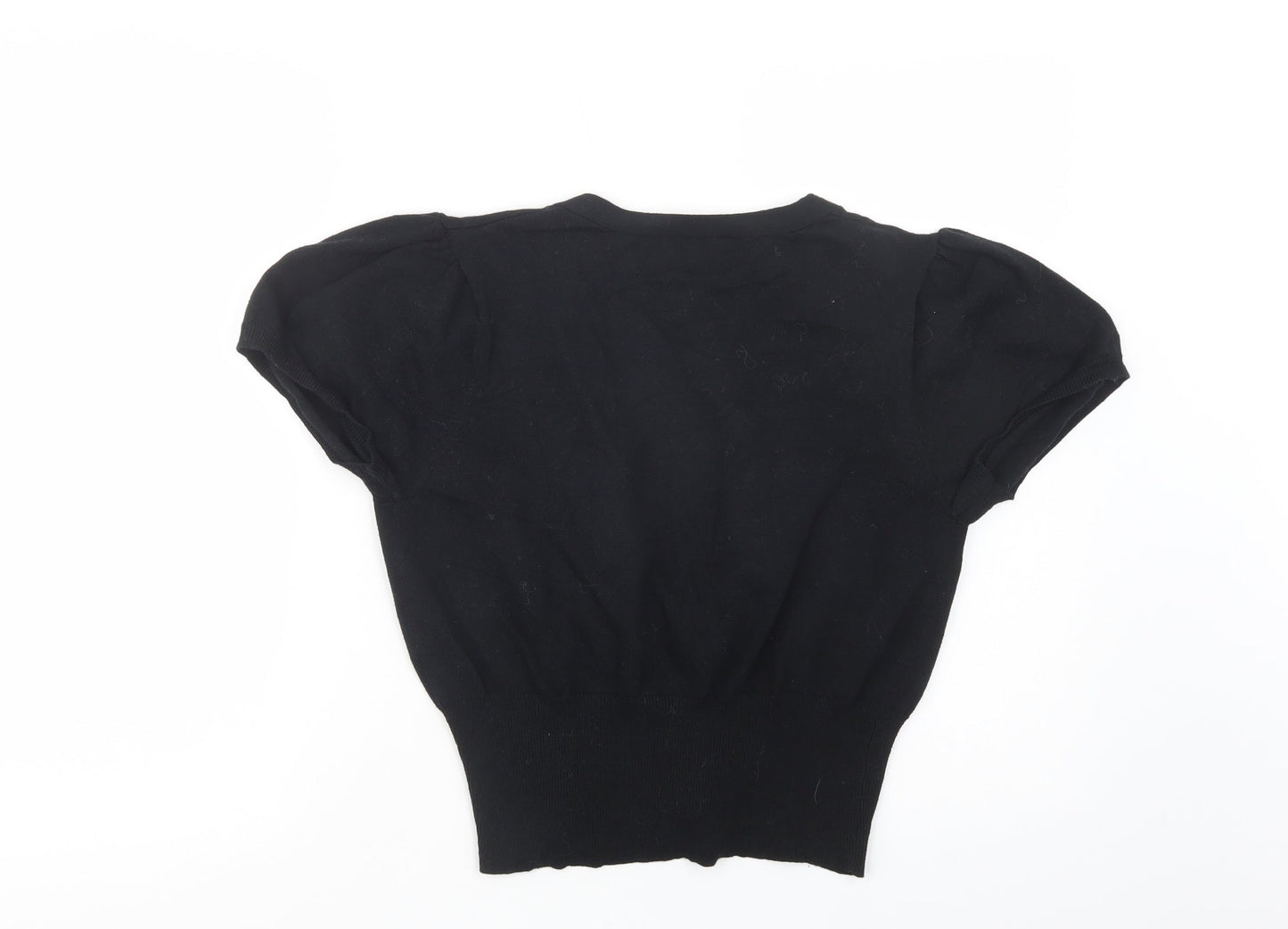 Editions Womens Black V-Neck  Cotton Cardigan Jumper Size 14