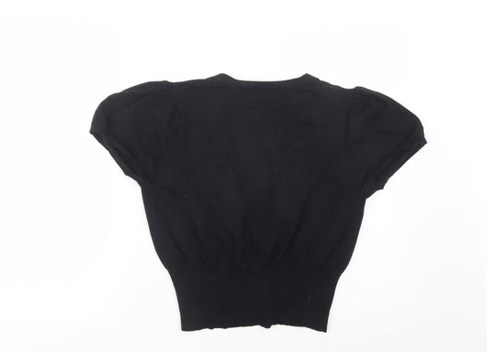 Editions Womens Black V-Neck  Cotton Cardigan Jumper Size 14