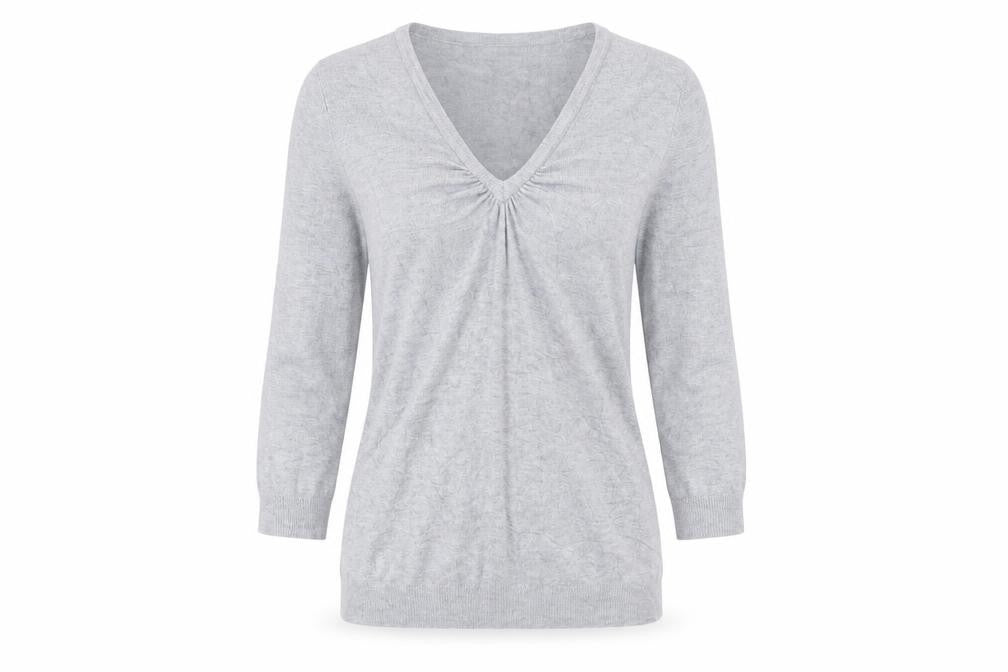Marks and Spencer Womens Grey V-Neck  Viscose Pullover Jumper Size 8