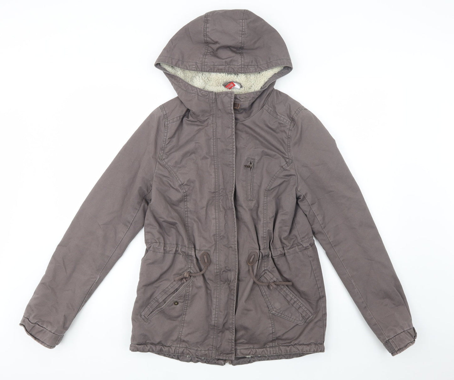 H&M Womens Brown   Parka Jacket Size 8  Zip