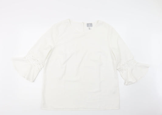 Fair Lady Womens White  Polyester Basic Blouse Size 18 Boat Neck