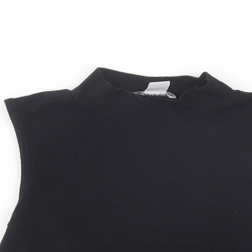 Primark Girls Black  Cotton Basic Blouse Size 9-10 Years Mock Neck Pullover