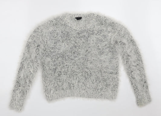 H&M Womens Grey Round Neck  Polyester Pullover Jumper Size S