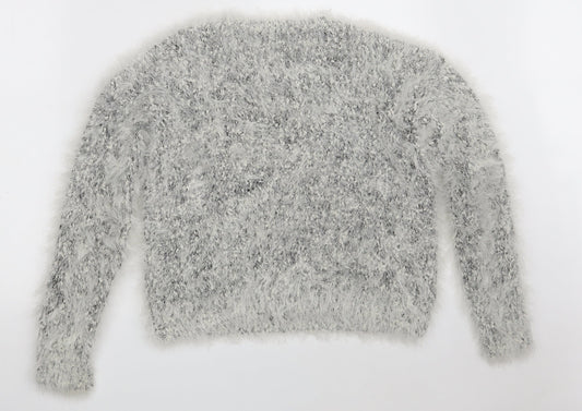 H&M Womens Grey Round Neck  Polyester Pullover Jumper Size S