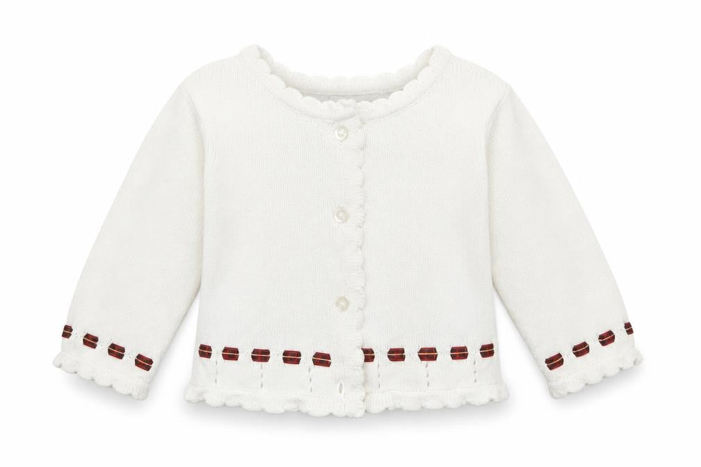 JPW JUNIOR Girls White  100% Cotton Cardigan Jumper Size 6-9 Months  Button