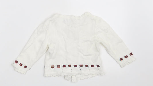 JPW JUNIOR Girls White  100% Cotton Cardigan Jumper Size 6-9 Months  Button