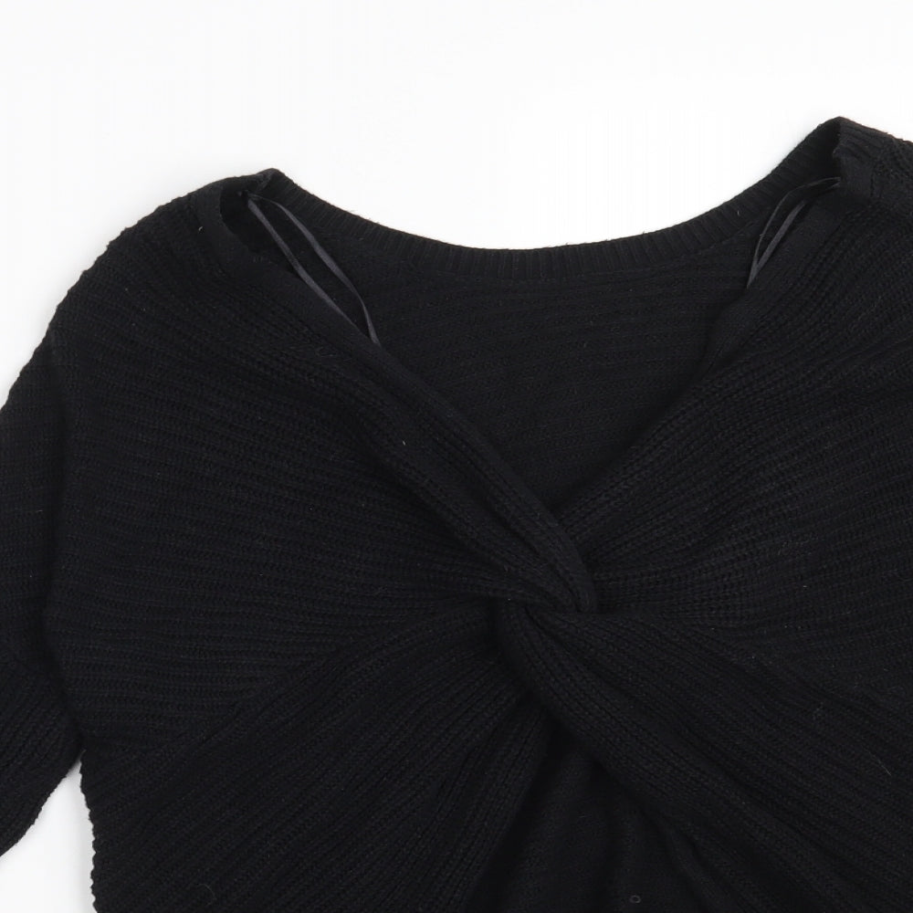 Hollister Womens Black V-Neck  Cotton Pullover Jumper Size M
