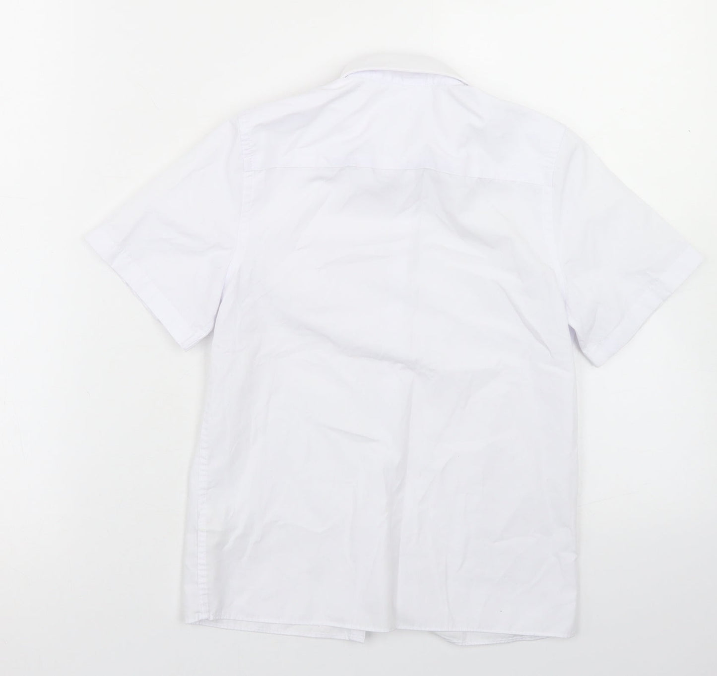 Marks and Spencer Boys White  Polyester Basic Button-Up Size 7-8 Years Collared Button - School Wear