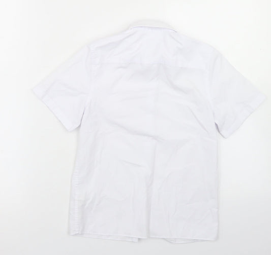 Marks and Spencer Boys White  Polyester Basic Button-Up Size 7-8 Years Collared Button - School Wear