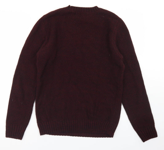 Cedar Wood State Mens Purple Crew Neck  Acrylic Pullover Jumper Size S