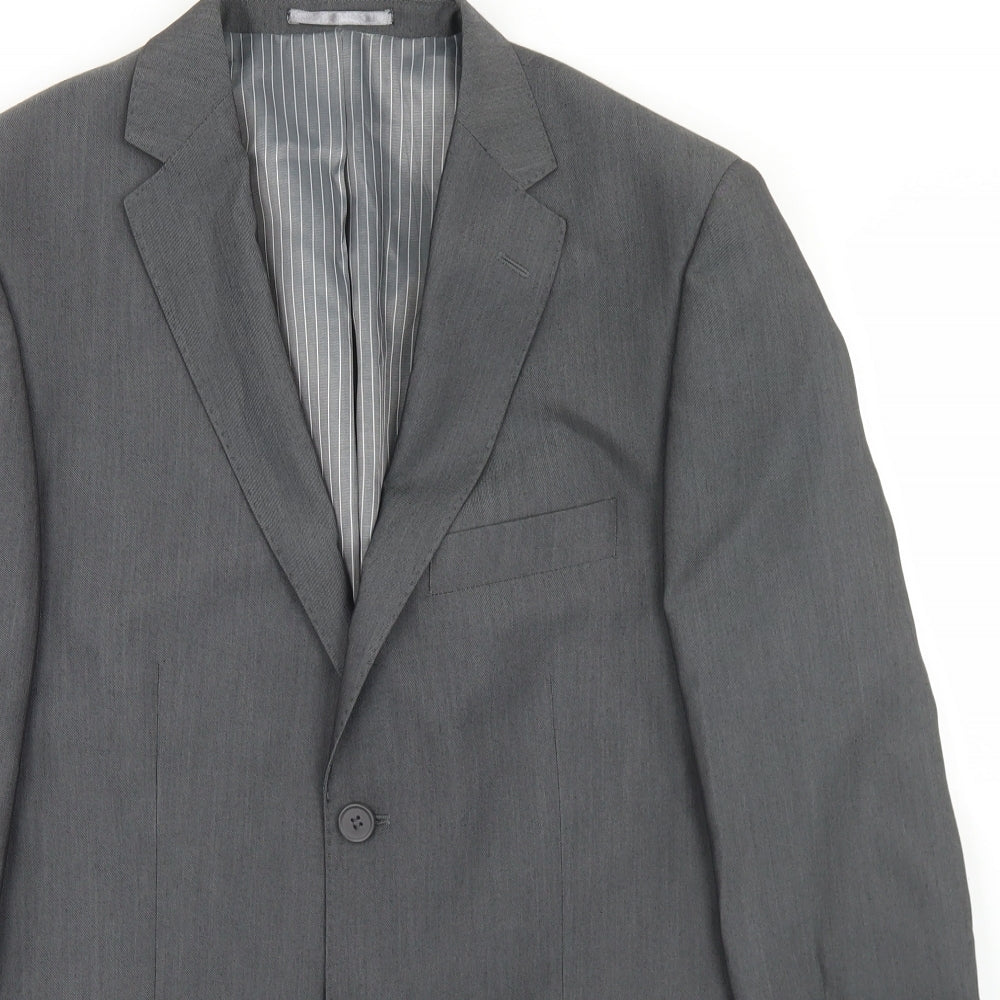 Preworn Mens Grey  Polyester Jacket Blazer Size 38