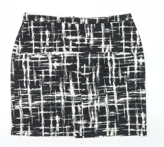 Louche Womens Black Geometric Polyester Straight & Pencil Skirt Size 14   Zip