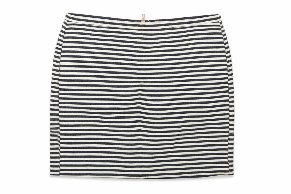 H&M Womens Blue Striped Cotton Straight & Pencil Skirt Size 6   Zip