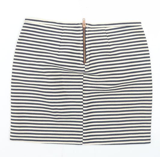 H&M Womens Blue Striped Cotton Straight & Pencil Skirt Size 6   Zip