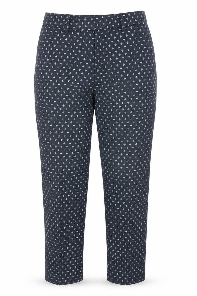 H&M Womens Blue Argyle/Diamond Cotton Dress Pants Trousers Size 34 L26 in Regular Hook & Eye