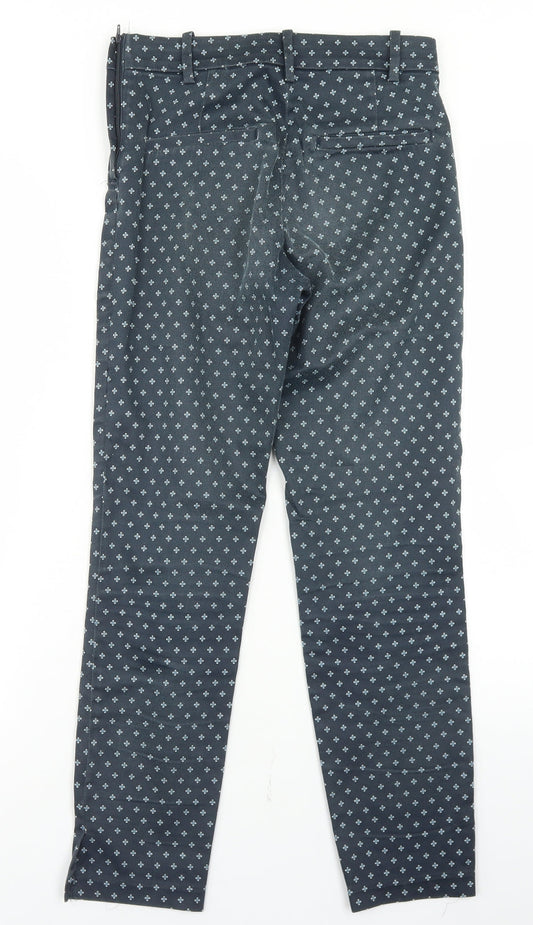 H&M Womens Blue Argyle/Diamond Cotton Dress Pants Trousers Size 34 L26 in Regular Hook & Eye