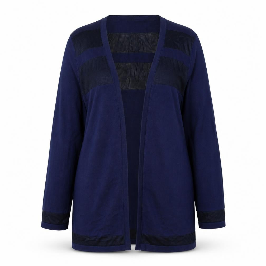 Marks and Spencer Womens Blue V-Neck Striped Viscose Cardigan Jumper Size 14