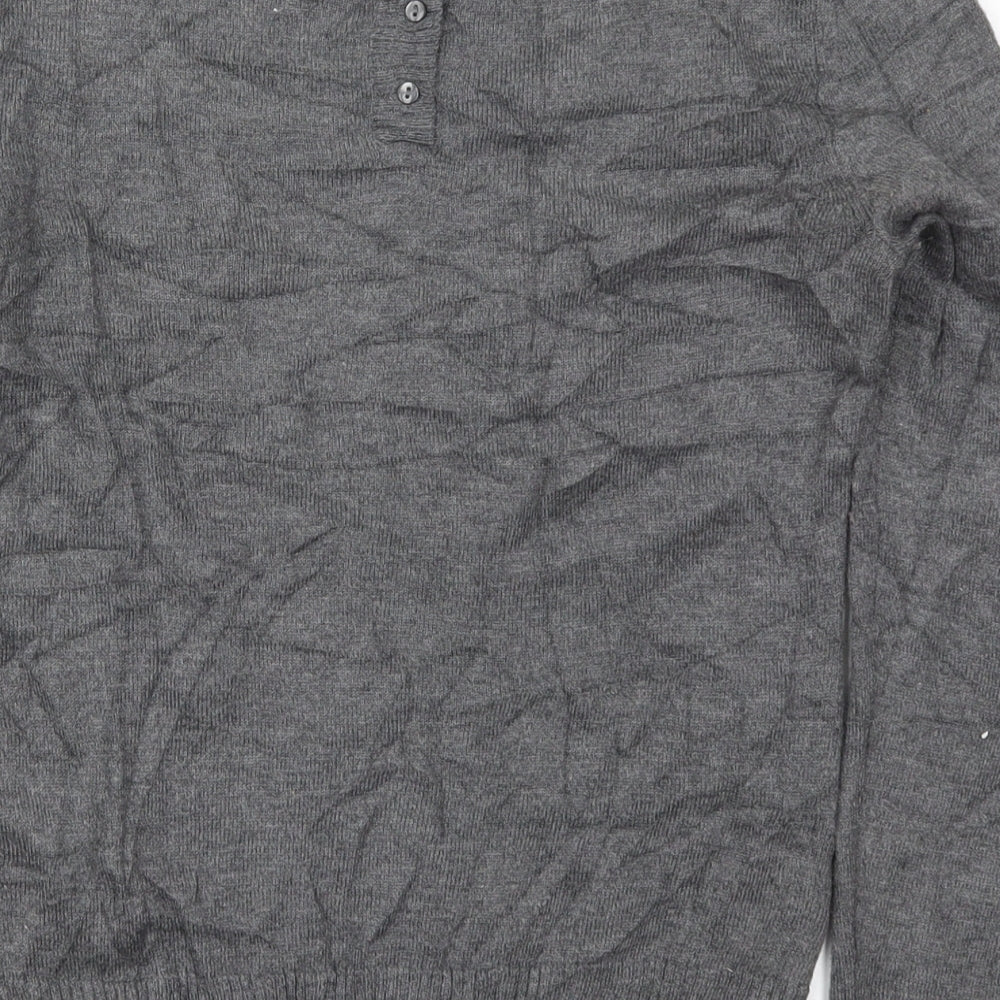 H&M Womens Grey Round Neck  Nylon Pullover Jumper Size XS