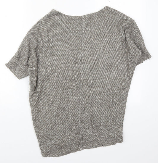 Apricot Womens Grey Round Neck  Acrylic Pullover Jumper Size S