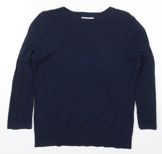 Warehouse Womens Blue Round Neck  Viscose Pullover Jumper Size 14
