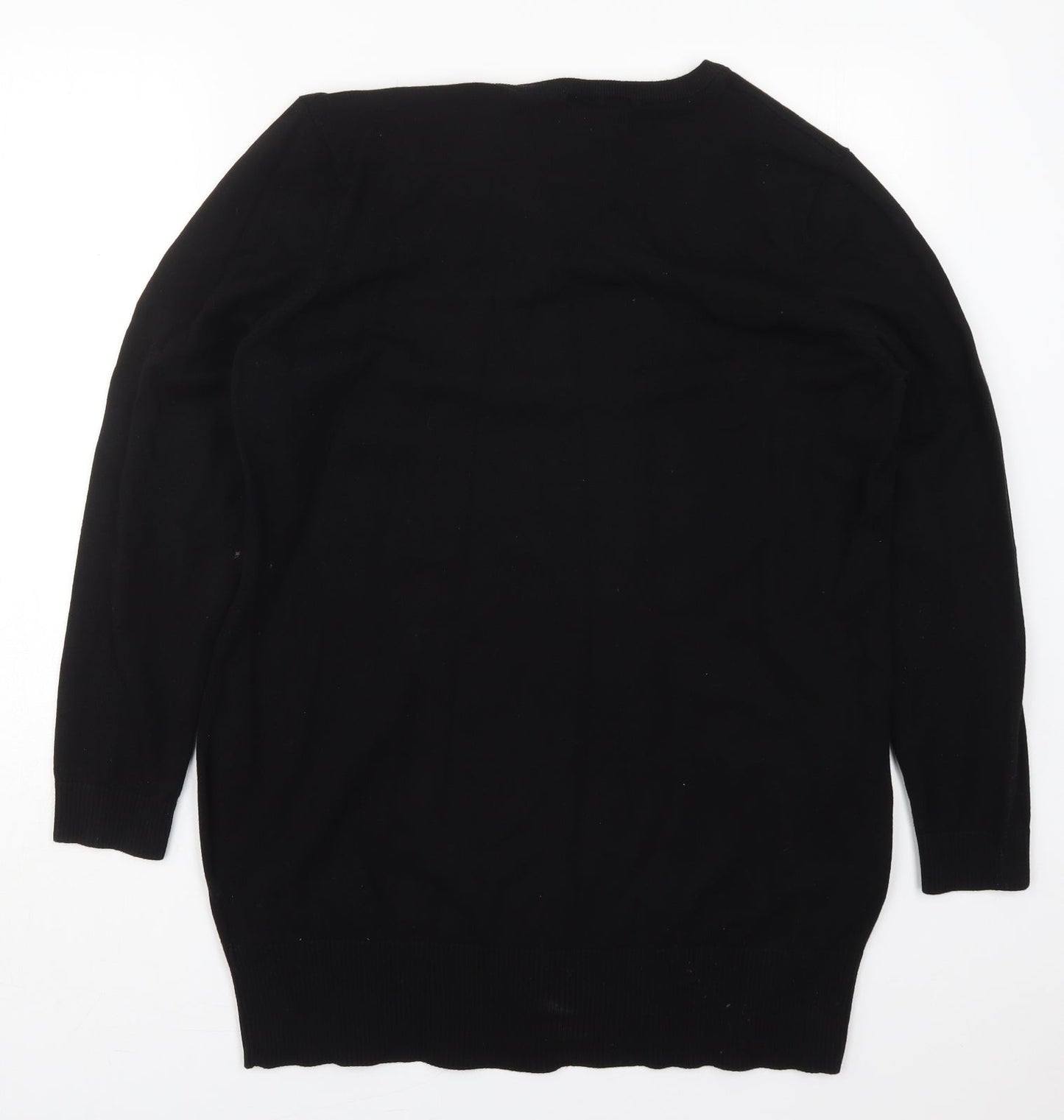 bonprix Womens Black V-Neck  Cotton Pullover Jumper Size XL