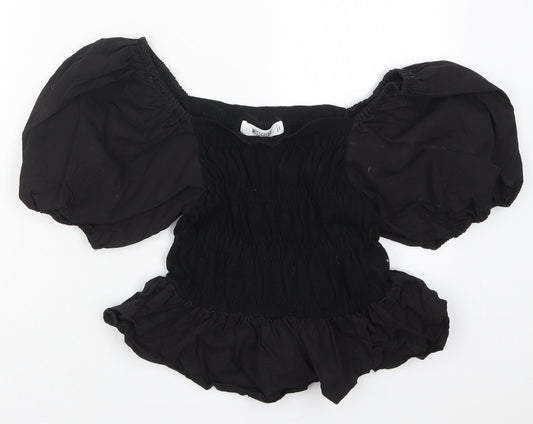 Missguided Womens Black  Viscose Basic Blouse Size 10 Round Neck
