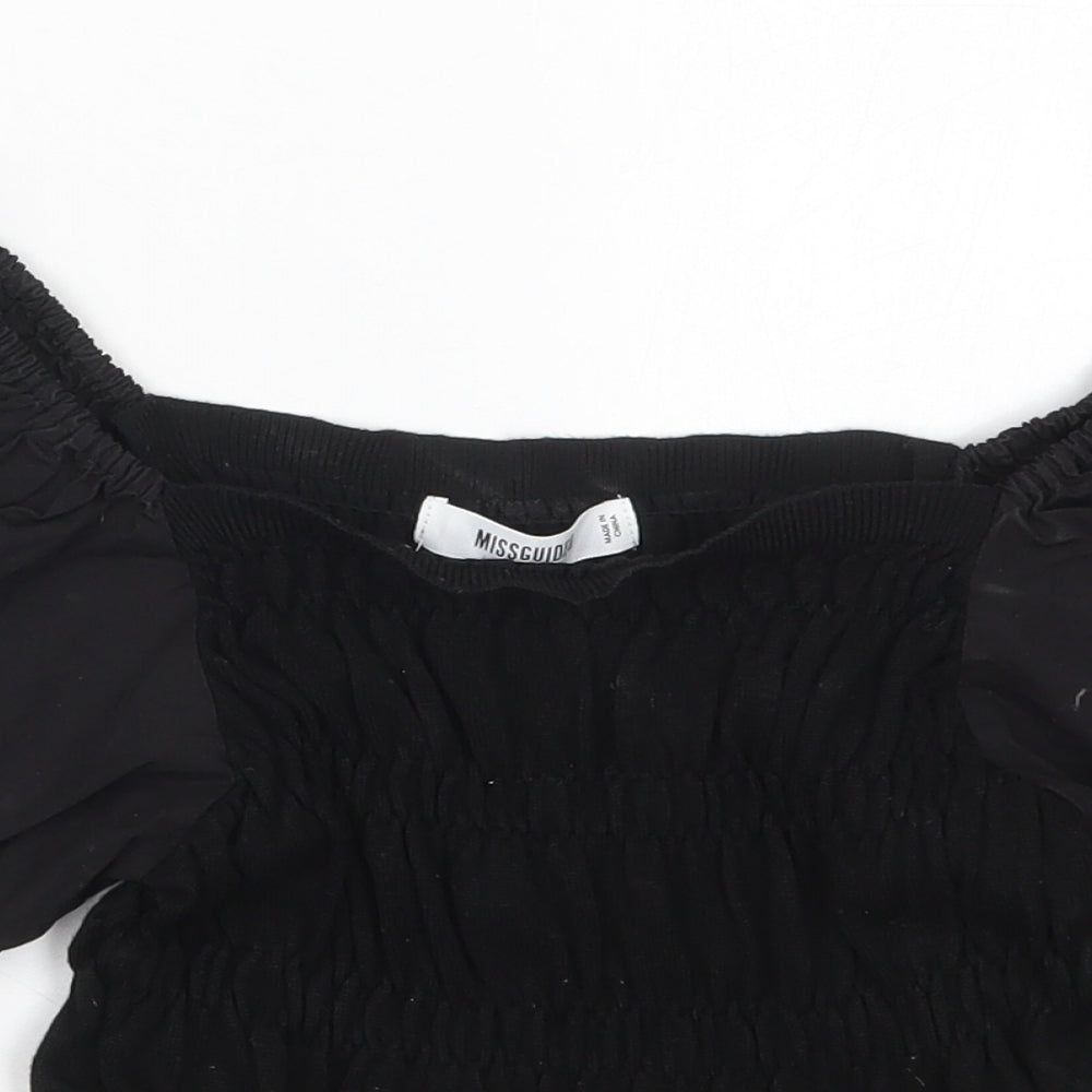 Missguided Womens Black  Viscose Basic Blouse Size 10 Round Neck