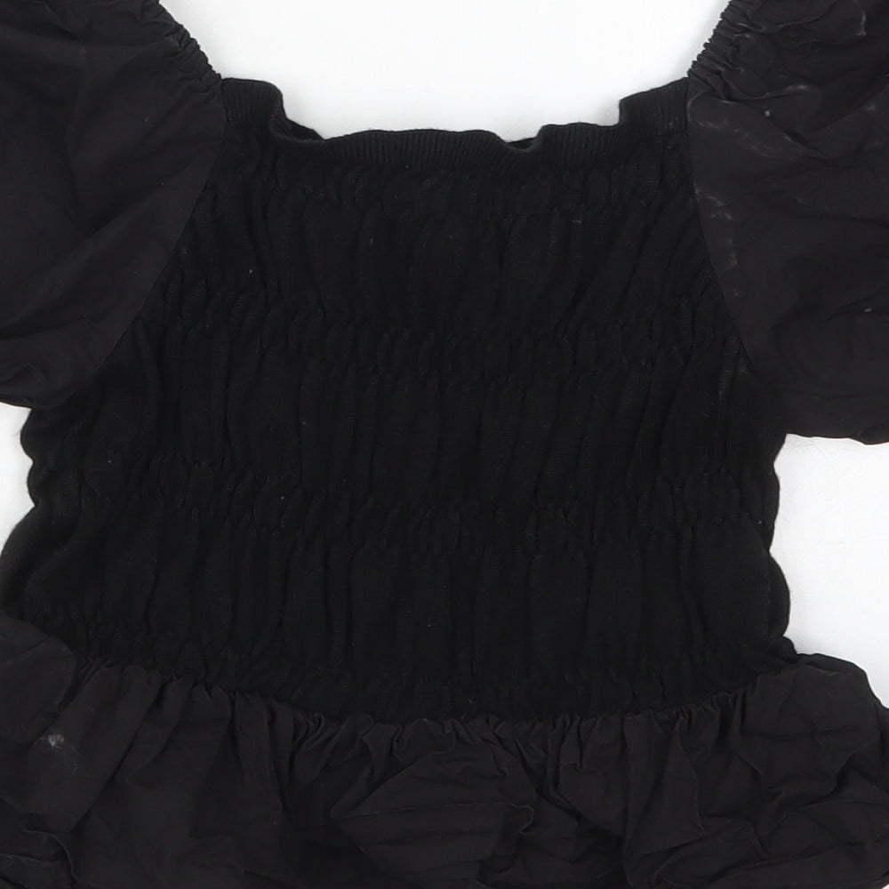 Missguided Womens Black  Viscose Basic Blouse Size 10 Round Neck