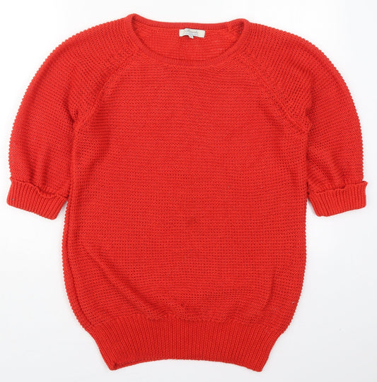 Peacocks Womens Red Round Neck  Polyester Pullover Jumper Size 12