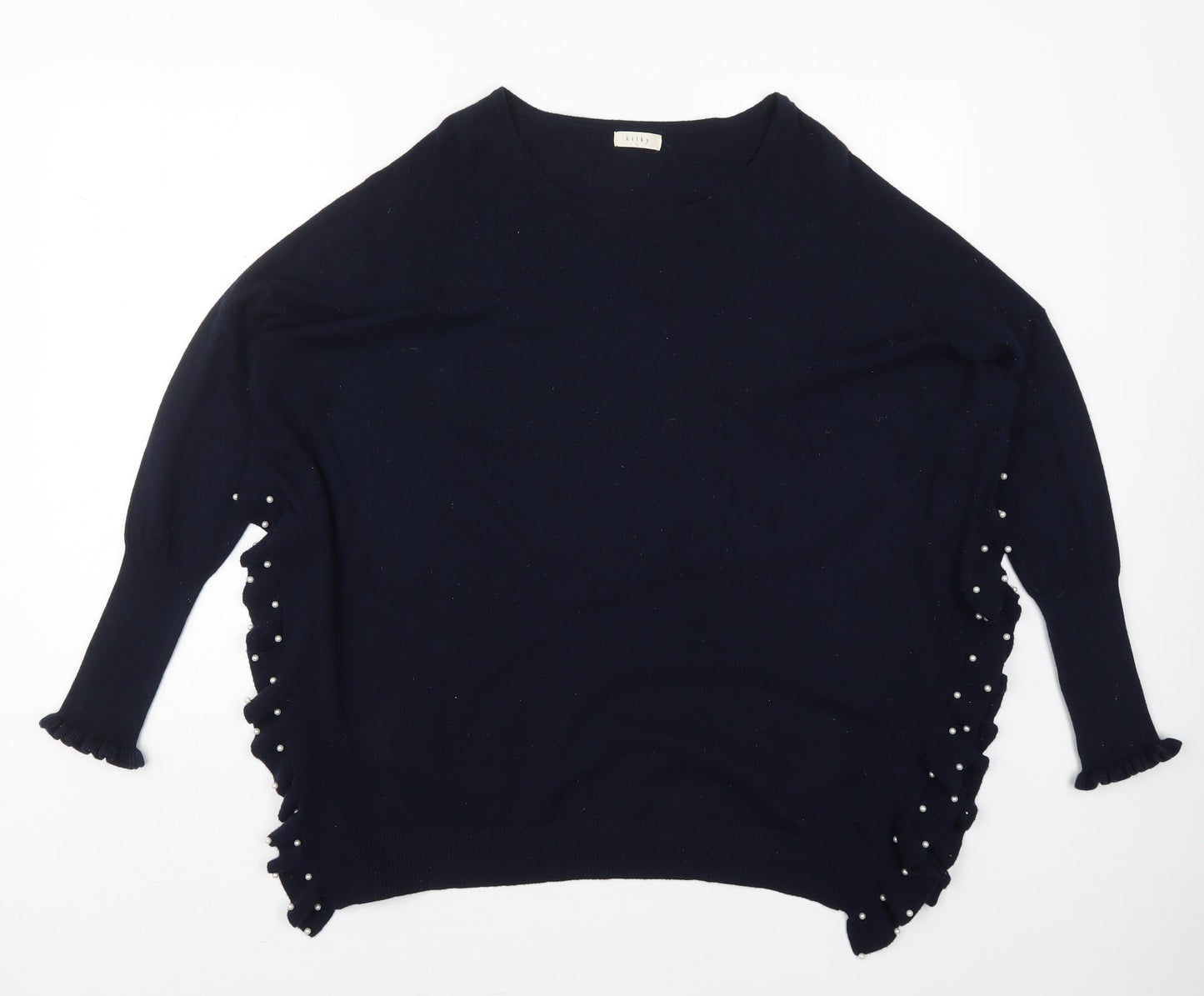 Kilky Womens Blue Round Neck  Viscose Pullover Jumper One Size
