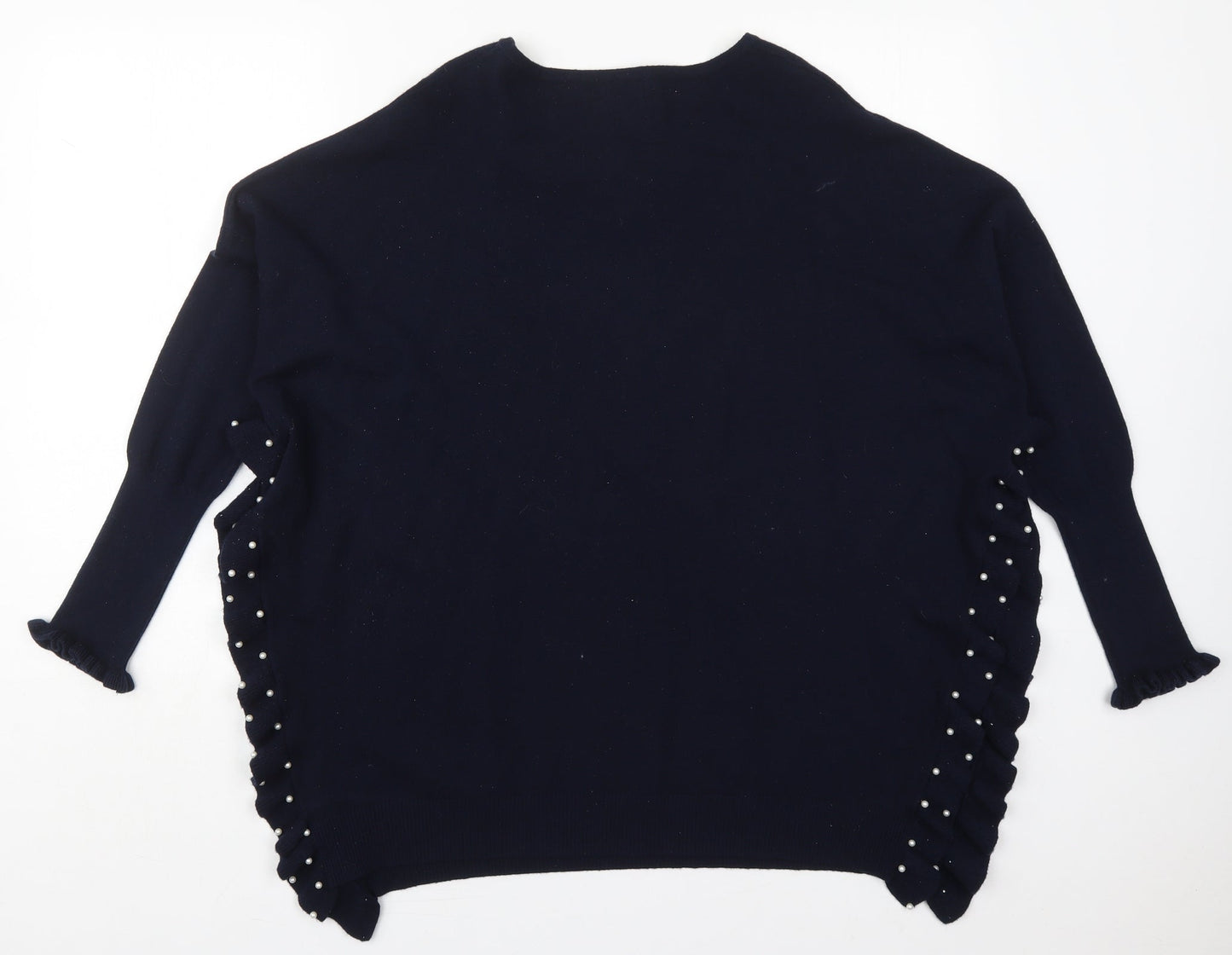 Kilky Womens Blue Round Neck  Viscose Pullover Jumper One Size