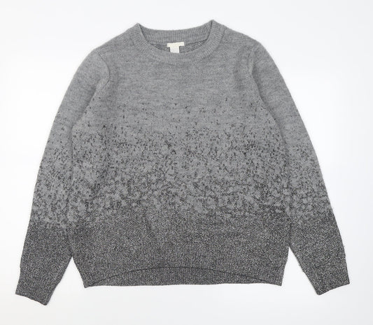 H&M Womens Grey Crew Neck  Acrylic Pullover Jumper Size M