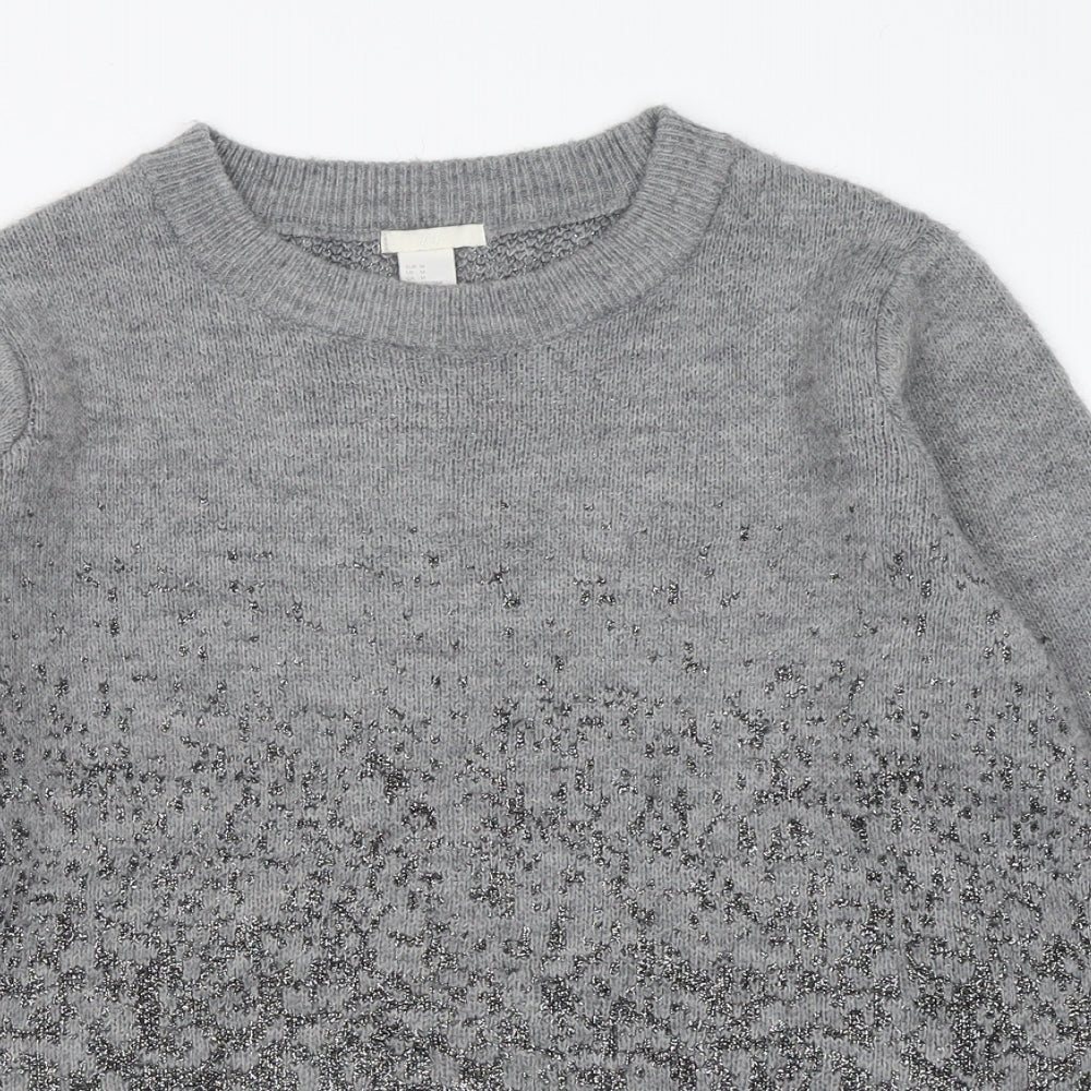 H&M Womens Grey Crew Neck  Acrylic Pullover Jumper Size M