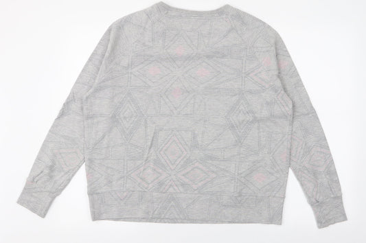 Maison De Nimes Womens Grey Geometric Cotton Pullover Sweatshirt Size 14  Pullover