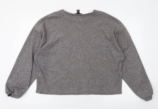 New Look Womens Grey Round Neck  Polyester Pullover Jumper Size L