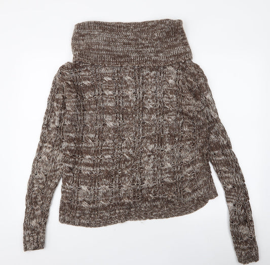 Shy Womens Beige Roll Neck  Acrylic Pullover Jumper Size M