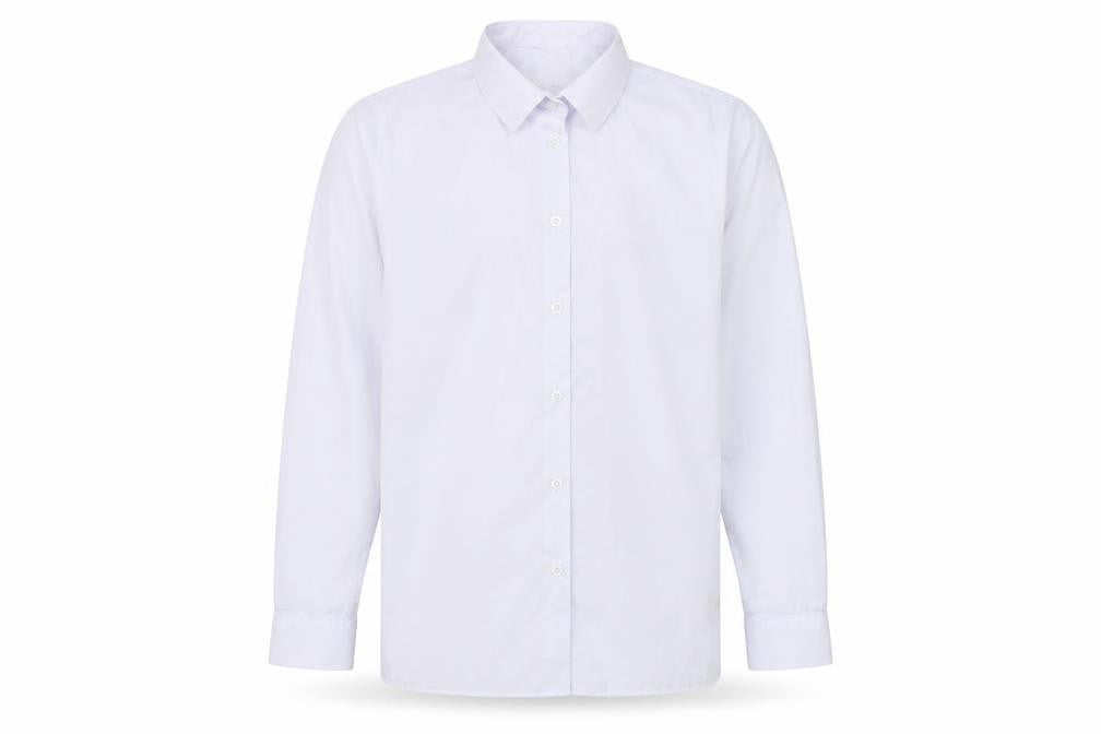 Marks and Spencer Boys White  Polyester Basic Button-Up Size 13-14 Years Collared Button