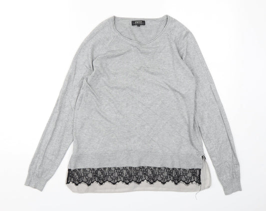 Papaya Womens Grey Round Neck  Acrylic Pullover Jumper Size 12