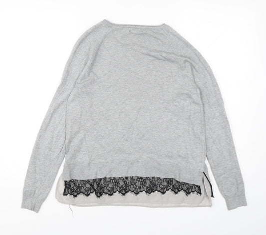 Papaya Womens Grey Round Neck  Acrylic Pullover Jumper Size 12