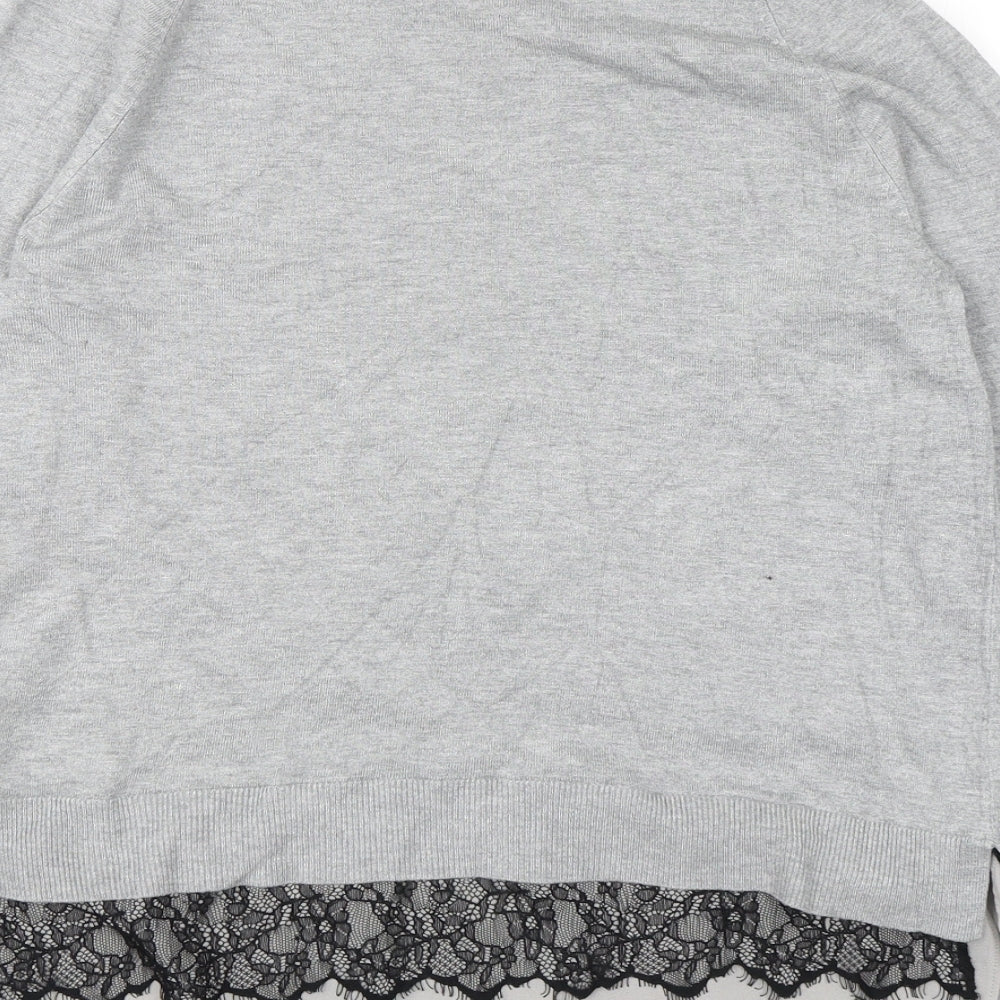 Papaya Womens Grey Round Neck  Acrylic Pullover Jumper Size 12